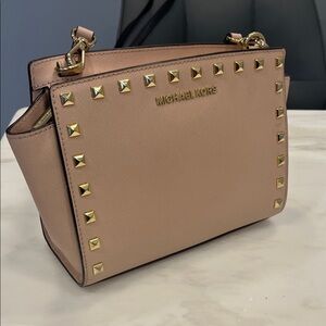 Michael Kors Pink Leather Studded Crossbody Bag
